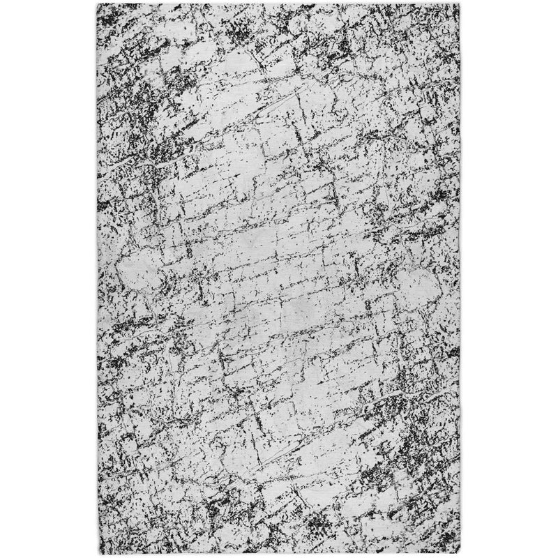 10' X 14' Black And White Abstract Shag Washable Area Rug With UV Protection