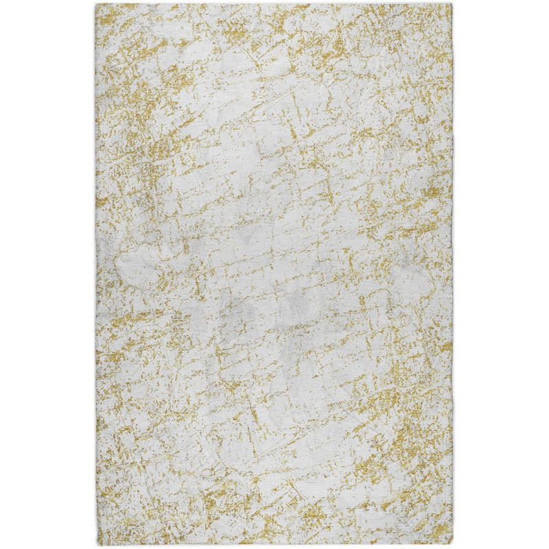 3' X 5' Gold And Ivory Abstract Shag Washable Area Rug With UV Protection