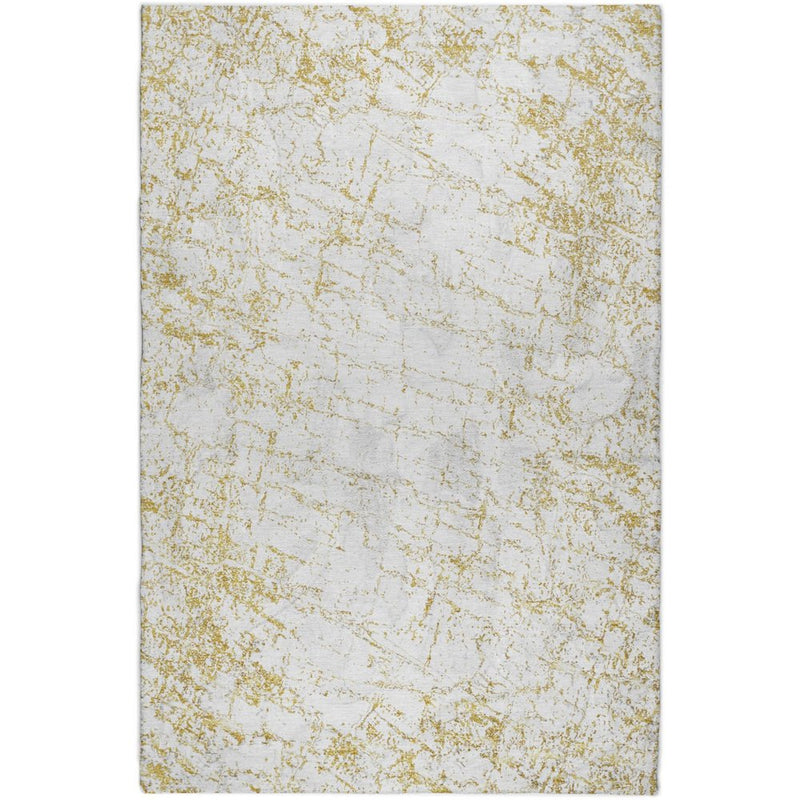 9' X 12' Gold And Ivory Abstract Shag Washable Area Rug With UV Protection