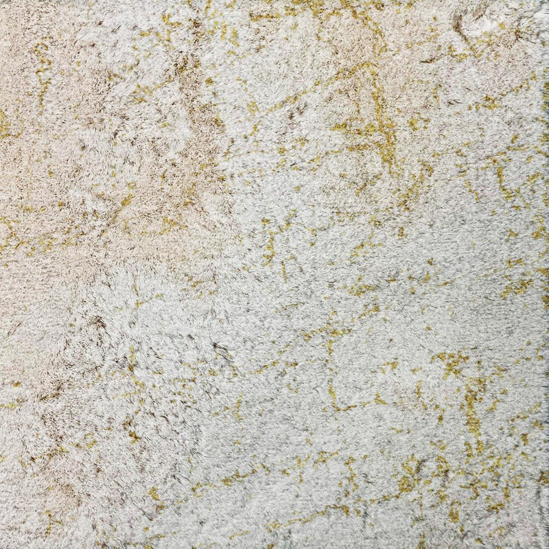 9' X 12' Gold And Ivory Abstract Shag Washable Area Rug With UV Protection