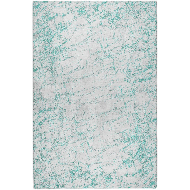 3' X 5' Teal And Ivory Abstract Shag Washable Area Rug With UV Protection