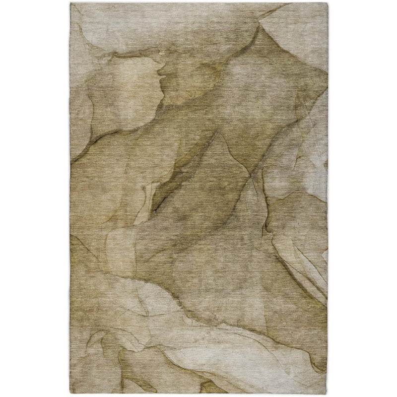 3' X 5' Brown And Beige Abstract Shag Washable Area Rug With UV Protection