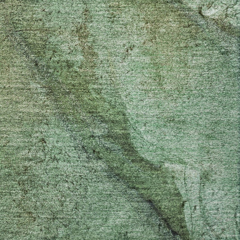3' X 5' Green And Beige Abstract Shag Washable Area Rug With UV Protection