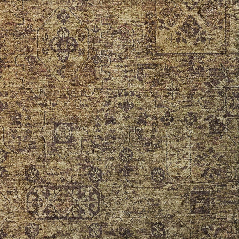 3' X 5' Brown And Beige Oriental Shag Washable Area Rug With UV Protection