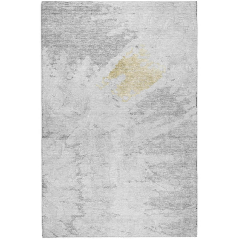 3' X 5' Silver And Gray Abstract Shag Washable Area Rug With UV Protection