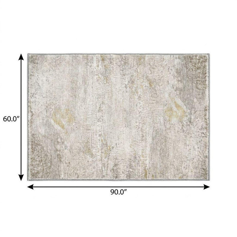 5' X 8' Silver And Gray Abstract Shag Washable Area Rug With UV Protection