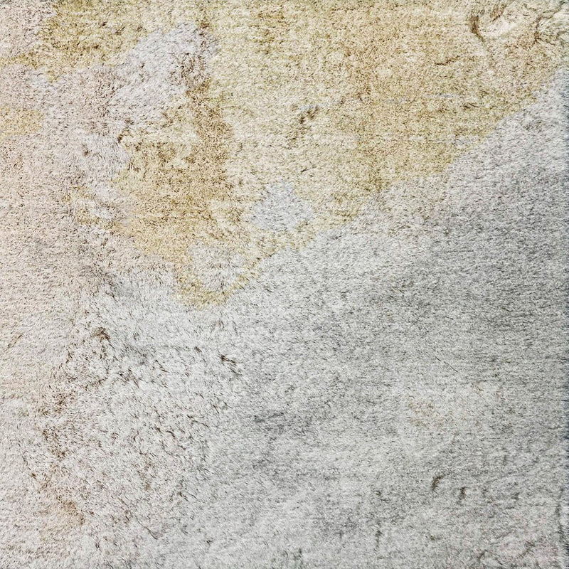 5' X 8' Silver And Gray Abstract Shag Washable Area Rug With UV Protection