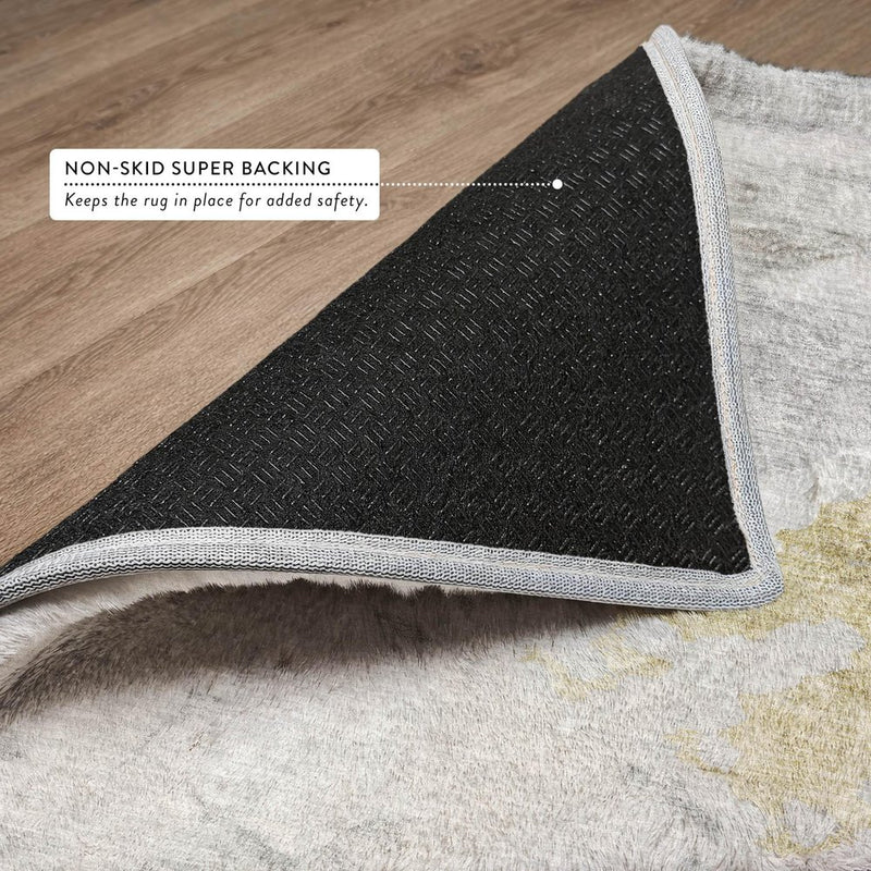 8' X 10' Silver And Gray Abstract Shag Washable Area Rug With UV Protection