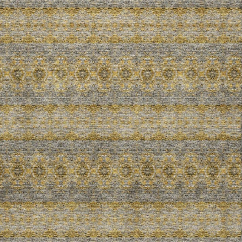 10' X 14' Gold And Gray Floral Shag Washable Area Rug With UV Protection