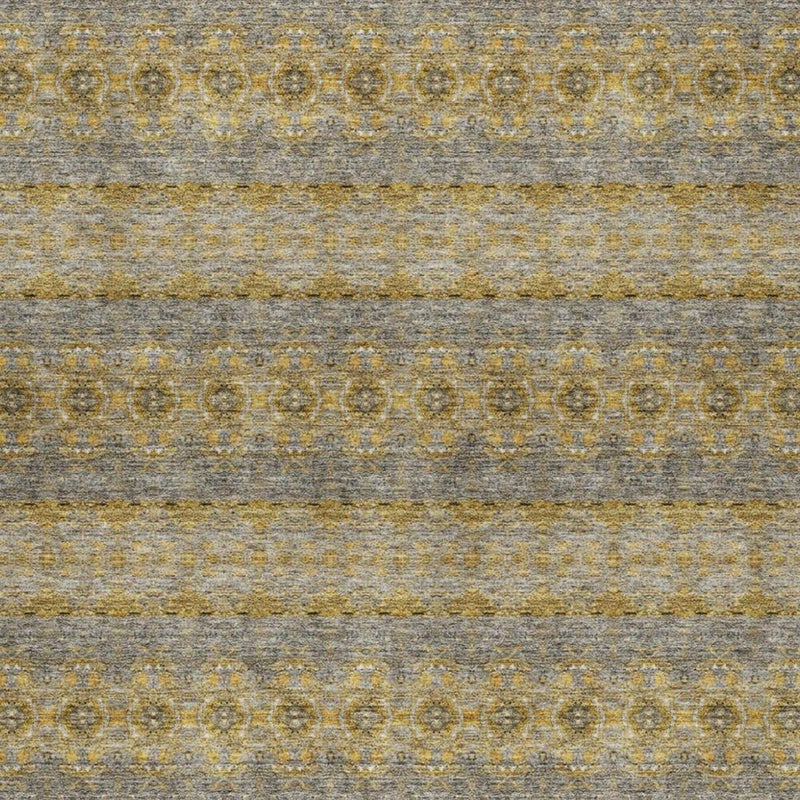 10' X 14' Gold And Gray Floral Shag Washable Area Rug With UV Protection