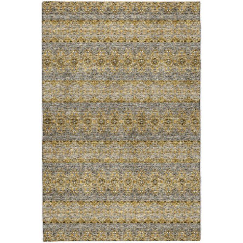10' X 14' Gold And Gray Floral Shag Washable Area Rug With UV Protection