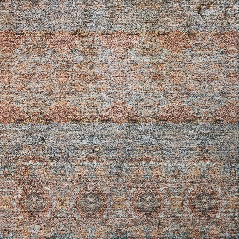 5' X 8' Orange And Copper Floral Shag Washable Area Rug With UV Protection