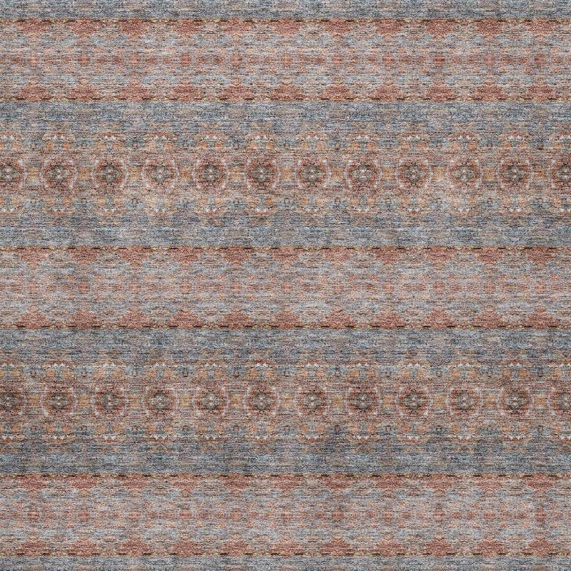 8' X 10' Orange And Copper Floral Shag Washable Area Rug With UV Protection