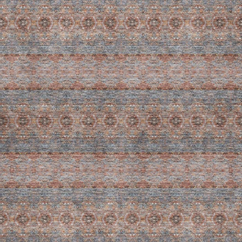 8' X 10' Orange And Copper Floral Shag Washable Area Rug With UV Protection