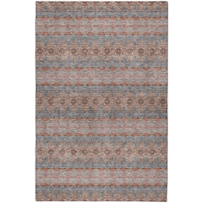 8' X 10' Orange And Copper Floral Shag Washable Area Rug With UV Protection