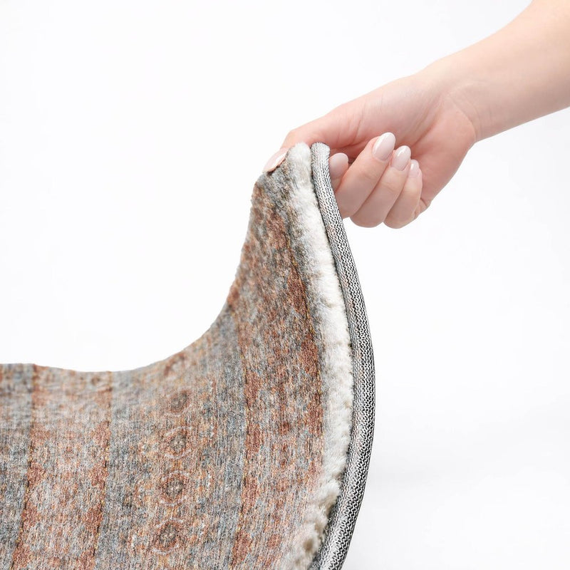 9' X 12' Orange And Copper Floral Shag Washable Area Rug With UV Protection