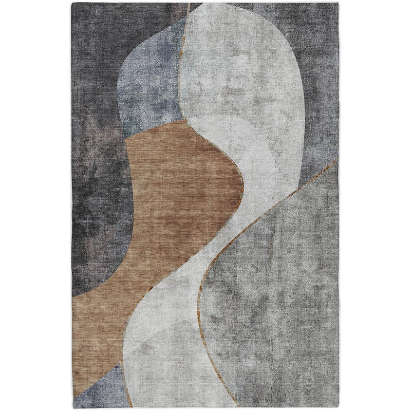 3' X 5' Gray And Charcoal Abstract Shag Washable Area Rug With UV Protection