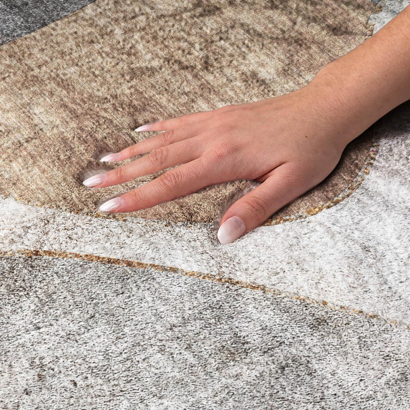 5' X 8' Gray And Charcoal Abstract Shag Washable Area Rug With UV Protection