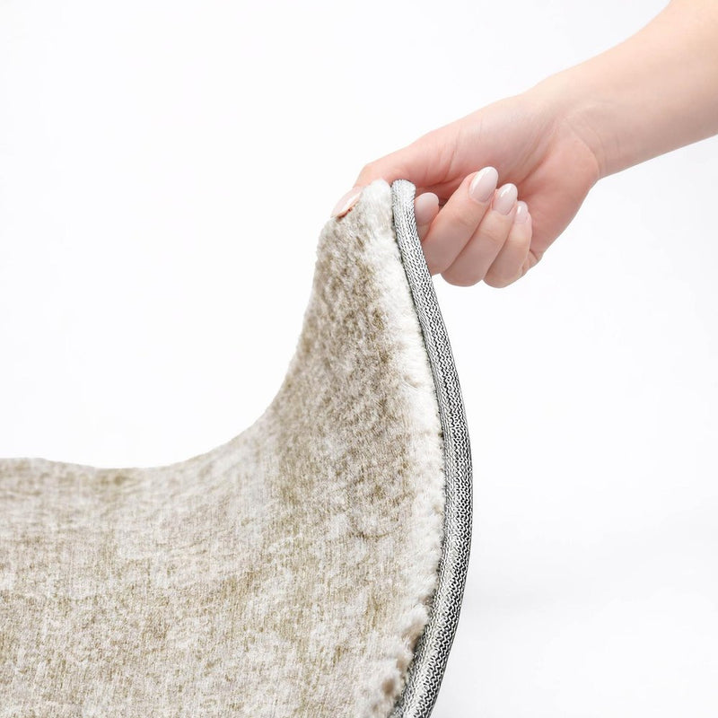 8' Beige And Tan Floral Shag Washable Round Rug With UV Protection