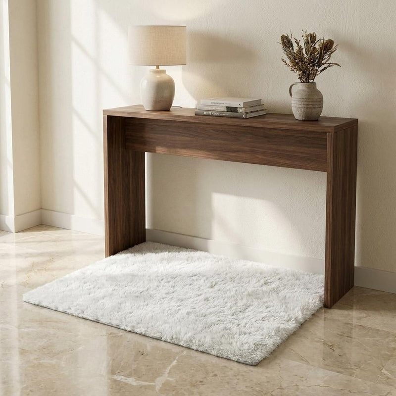 3' X 5' Denim Blue And Ivory Abstract Shag Washable Area Rug With UV Protection
