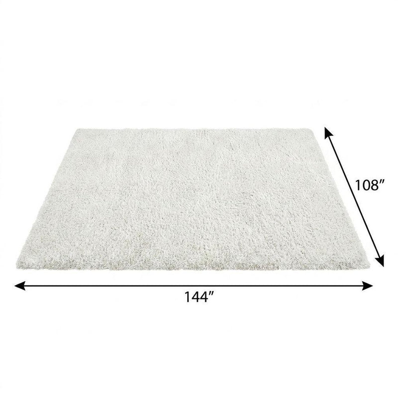 9' X 12' Denim Blue And Ivory Abstract Shag Washable Area Rug With UV Protection