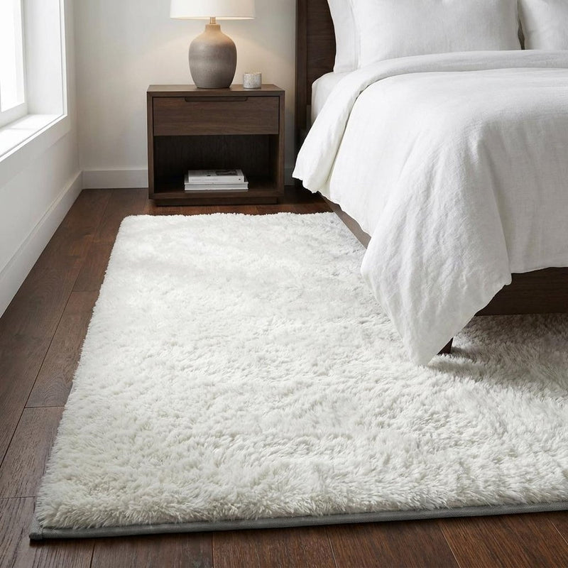 3' X 5' Gold And Ivory Abstract Shag Washable Area Rug With UV Protection