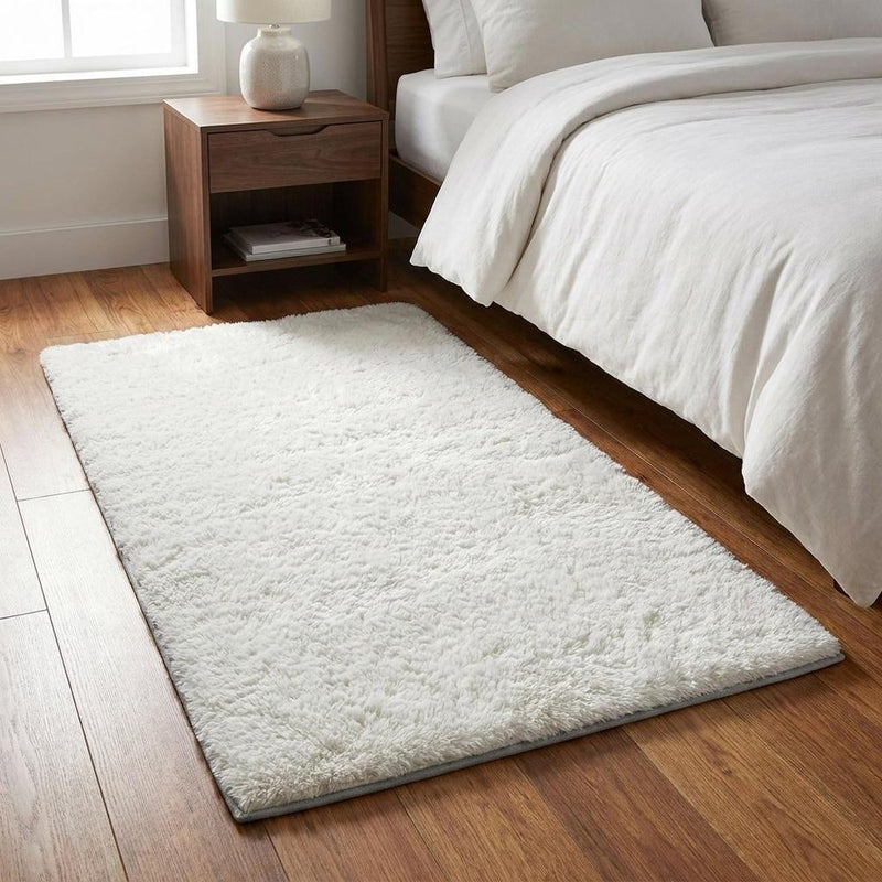 3' X 5' Salmon And Ivory Abstract Shag Washable Area Rug With UV Protection