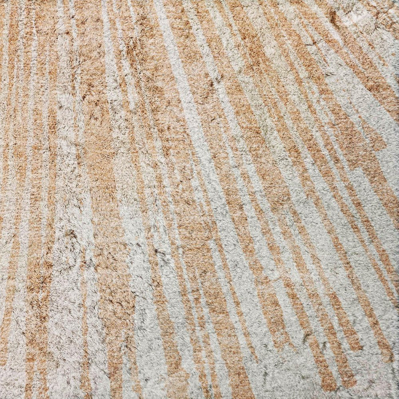 10' X 14' Salmon And Ivory Abstract Shag Washable Area Rug With UV Protection