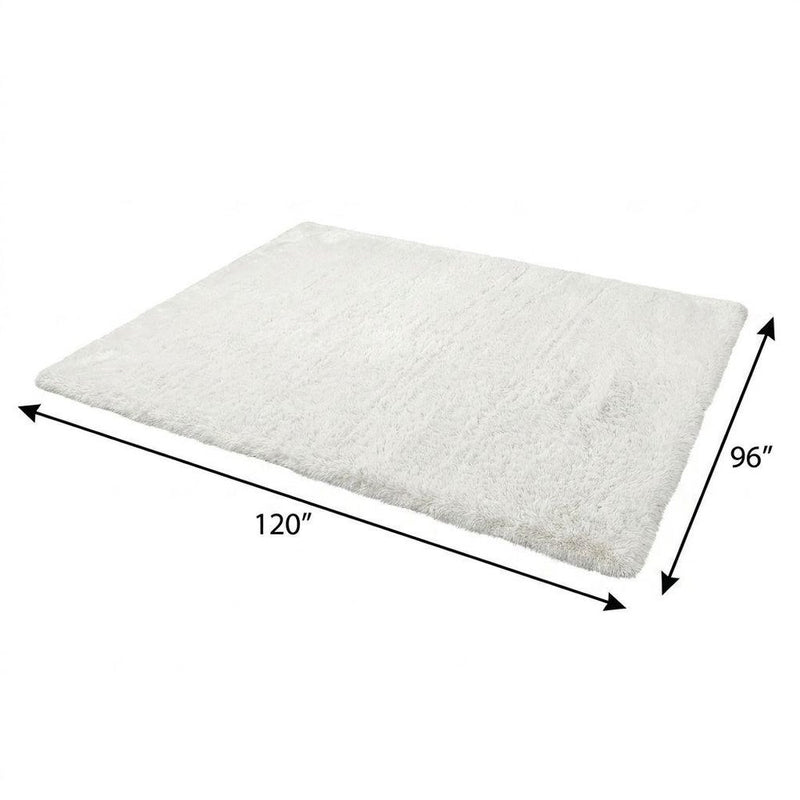 8' X 10' Teal And Ivory Abstract Shag Washable Area Rug With UV Protection