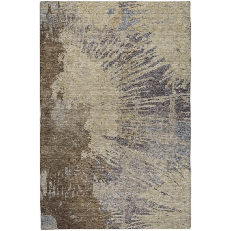 5' X 8' Brown And Tan Abstract Shag Washable Area Rug With UV Protection