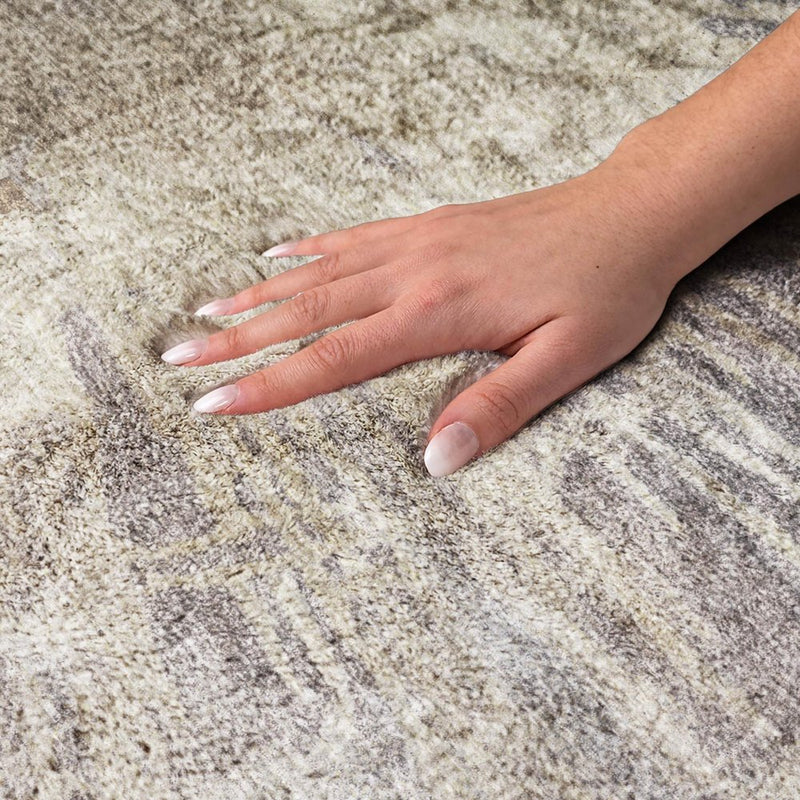9' X 12' Brown And Tan Abstract Shag Washable Area Rug With UV Protection