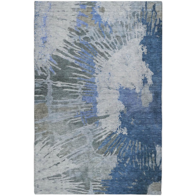 8' X 10' Blue And Denim Blue Abstract Shag Washable Area Rug With UV Protection