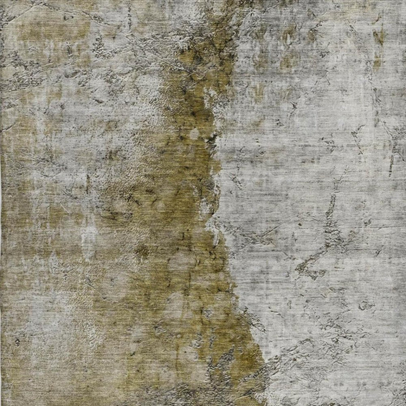 5' X 8' Brown And Gray Abstract Shag Washable Area Rug With UV Protection