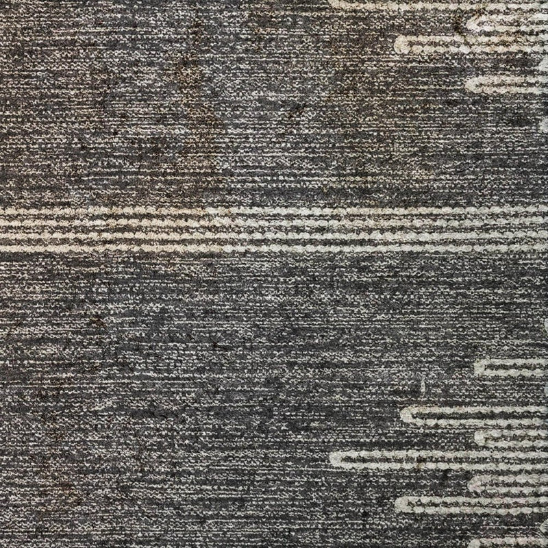 3' X 5' Charcoal And Ivory Abstract Shag Washable Area Rug With UV Protection