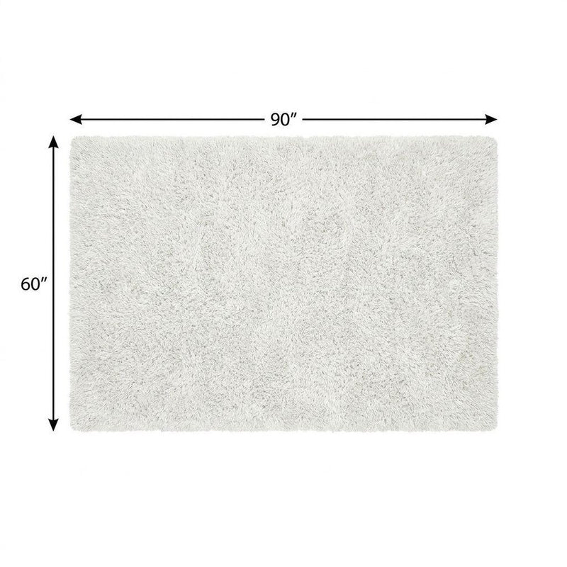 5' X 8' Charcoal And Ivory Abstract Shag Washable Area Rug With UV Protection