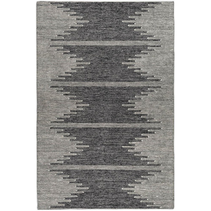 5' X 8' Charcoal And Ivory Abstract Shag Washable Area Rug With UV Protection