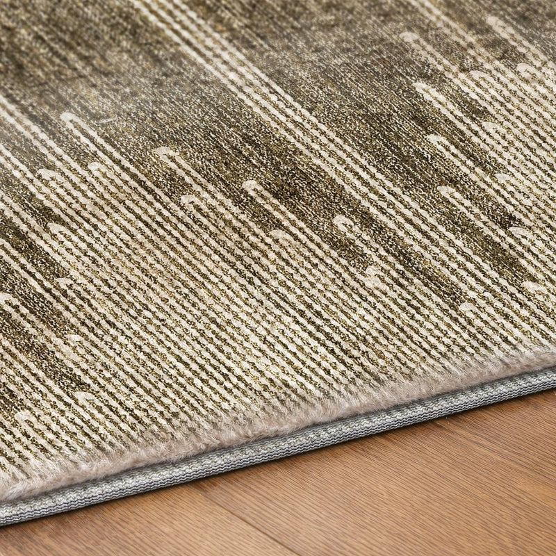 5' X 8' Coffee And Ivory Abstract Shag Washable Area Rug With UV Protection