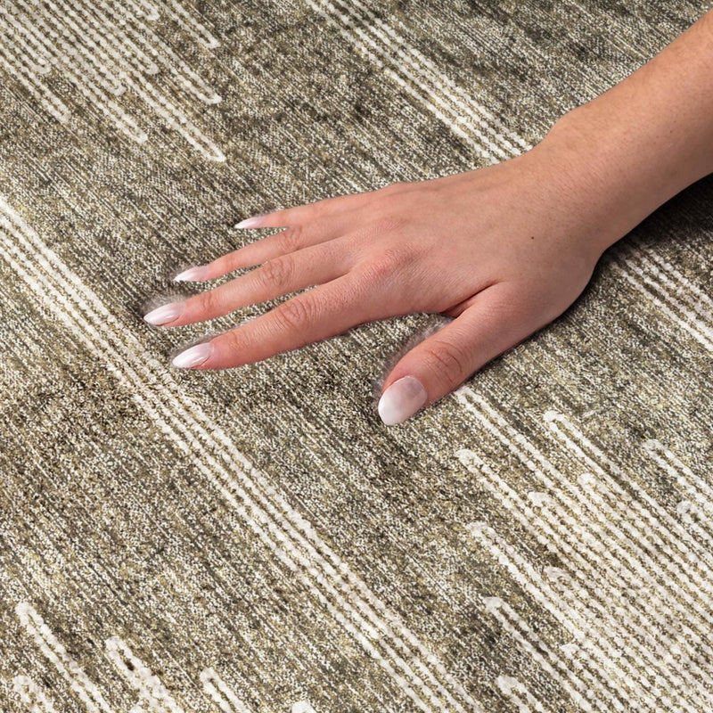 5' X 8' Coffee And Ivory Abstract Shag Washable Area Rug With UV Protection