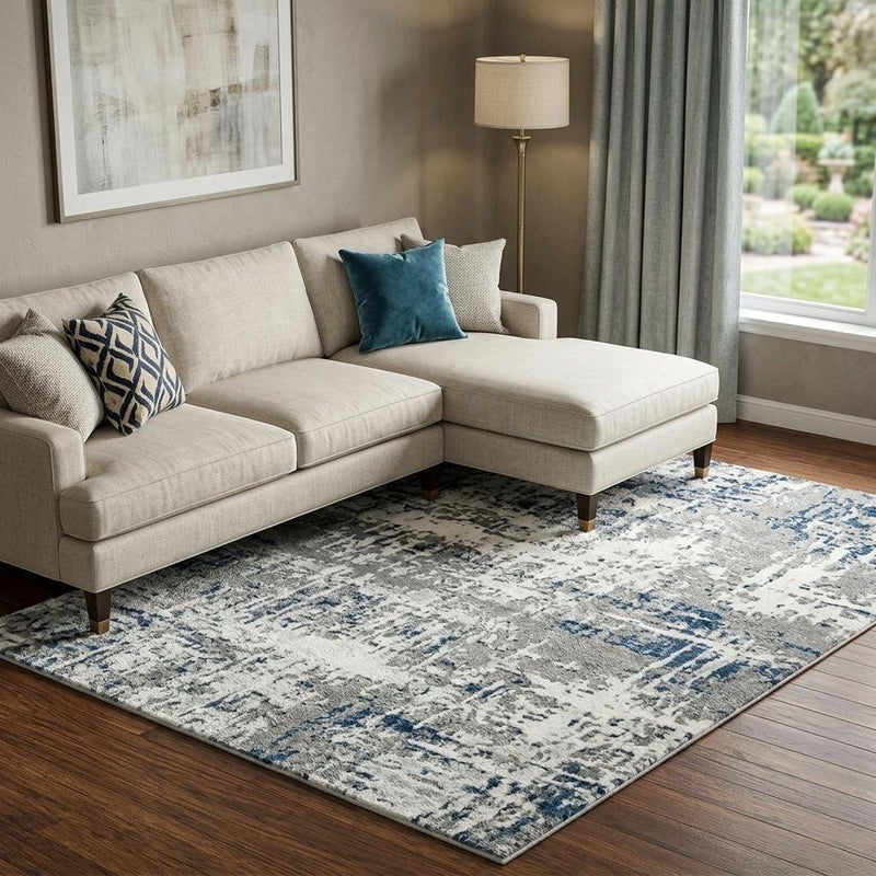 9' X 12' Coffee And Ivory Abstract Shag Washable Area Rug With UV Protection