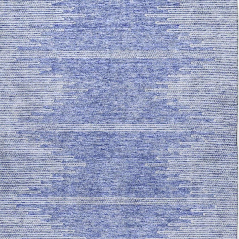 5' X 8' Denim Blue And Ivory Abstract Shag Washable Area Rug With UV Protection