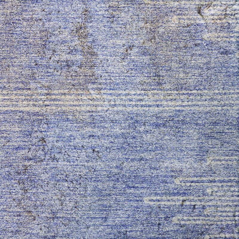 5' X 8' Denim Blue And Ivory Abstract Shag Washable Area Rug With UV Protection
