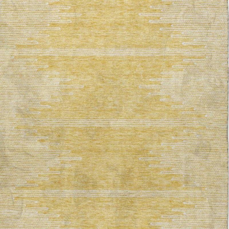 3' X 5' Gold And Ivory Abstract Shag Washable Area Rug With UV Protection