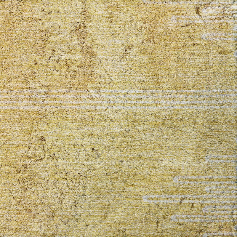 3' X 5' Gold And Ivory Abstract Shag Washable Area Rug With UV Protection