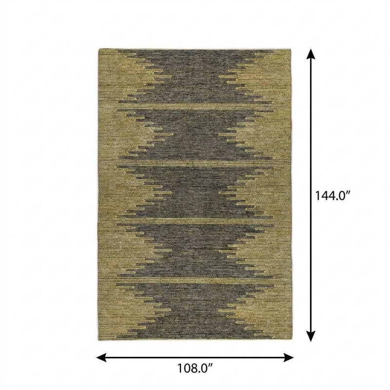 9' X 12' Graphite And Gold Abstract Shag Washable Area Rug With UV Protection