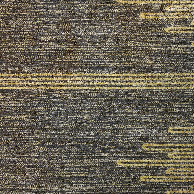 9' X 12' Graphite And Gold Abstract Shag Washable Area Rug With UV Protection