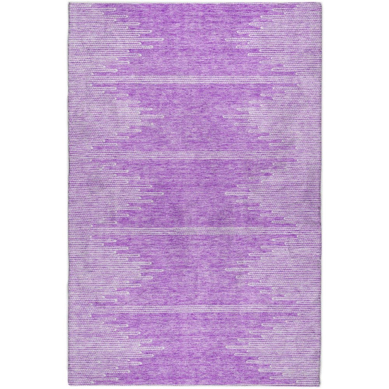 8' X 10' Lavender And Ivory Abstract Shag Washable Area Rug With UV Protection