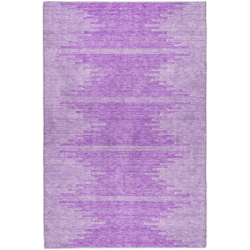 9' X 12' Lavender And Ivory Abstract Shag Washable Area Rug With UV Protection