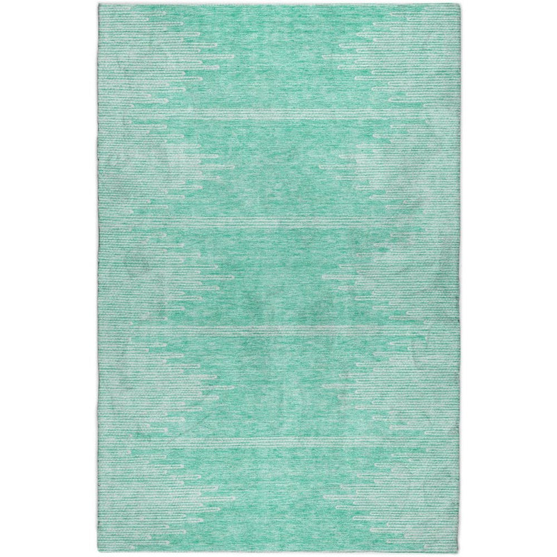 5' X 8' Teal And Ivory Abstract Shag Washable Area Rug With UV Protection
