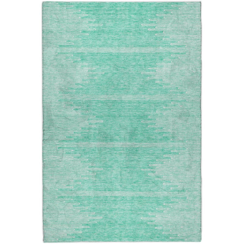 5' X 8' Teal And Ivory Abstract Shag Washable Area Rug With UV Protection