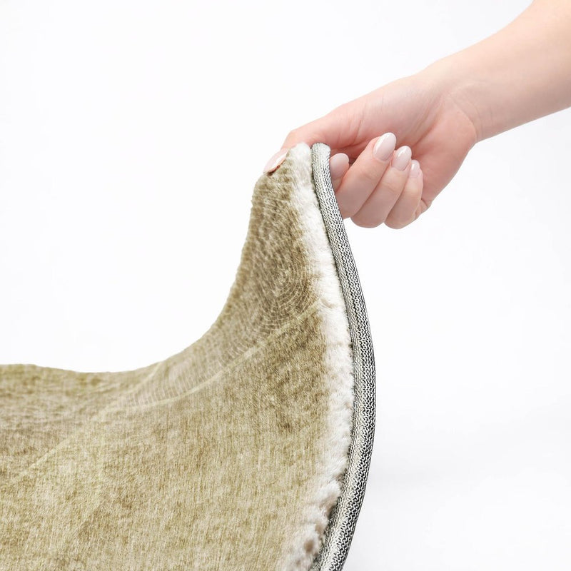 5' X 8' Beige And Tan Geometric Shag Washable Area Rug With UV Protection